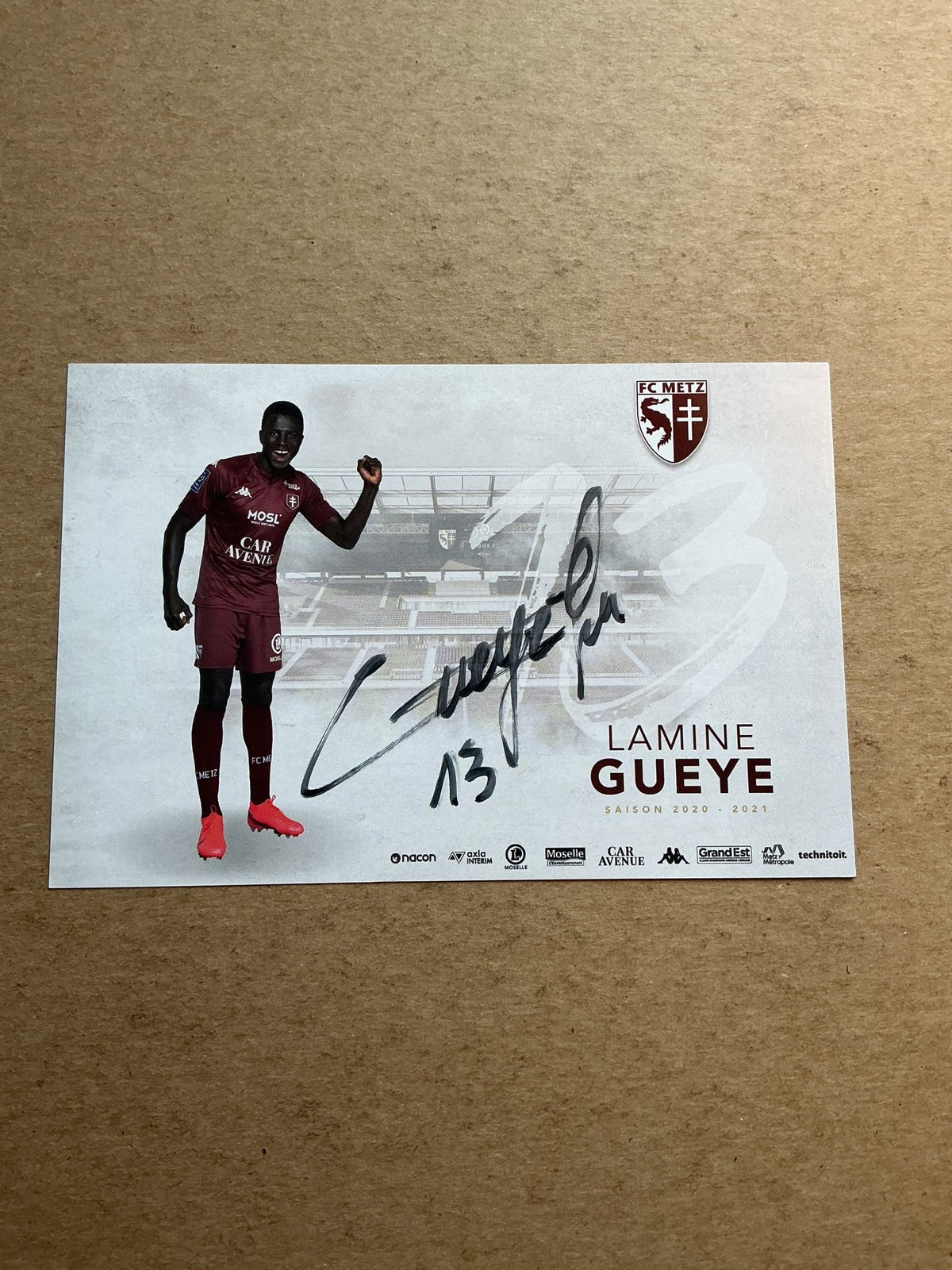 Lamine Gueye, Senegal 🇸🇳 FC Metz 2020/21 hand signed - Autographs-World