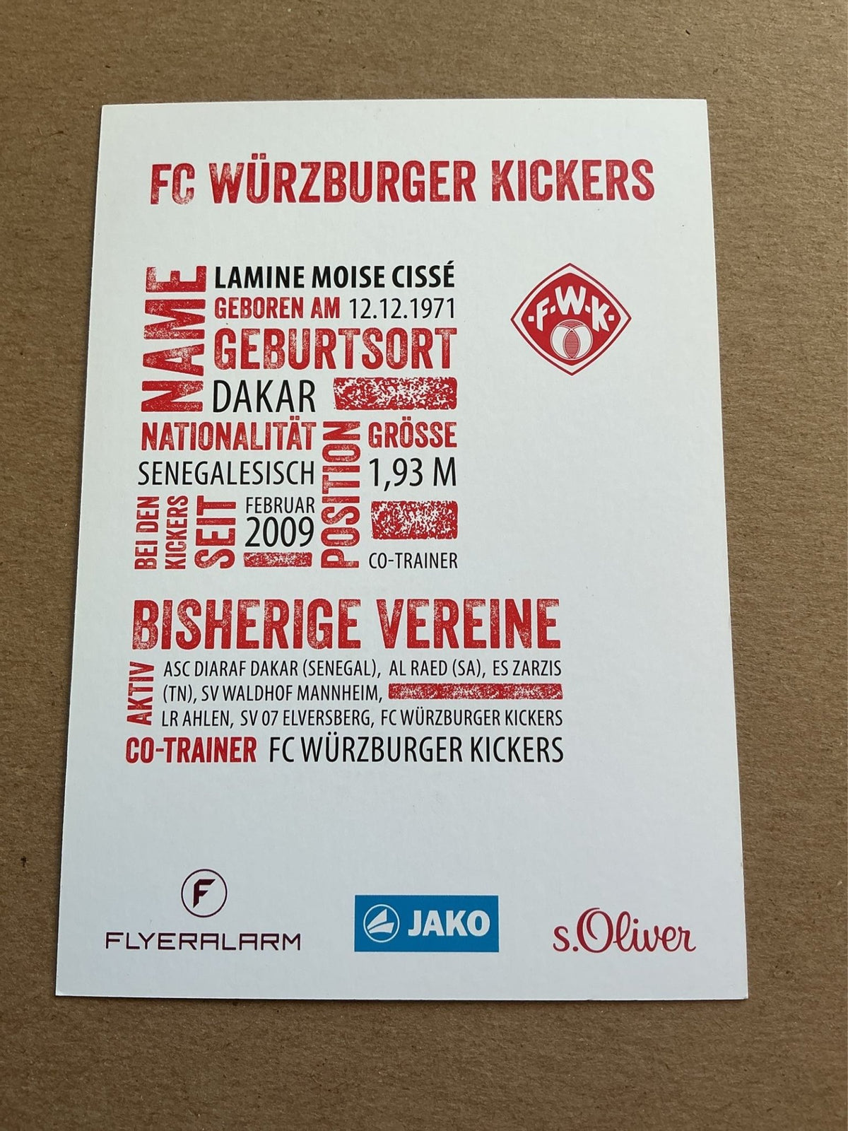 Lamine Moise Cissé, Senegal 🇸🇳 FC Würzburger Kickers 2017/18 hand signed - Autographs-World