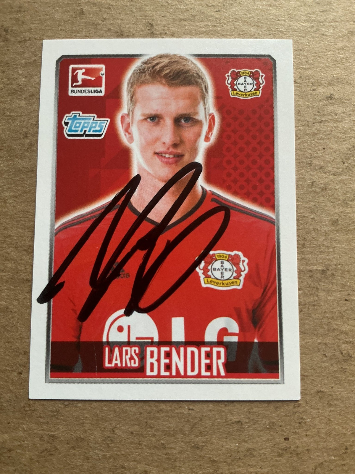 Lars Bender, Germany 🇩🇪 Bayer 04 Leverkusen 2014/15 Topps hand signed - Autographs-World