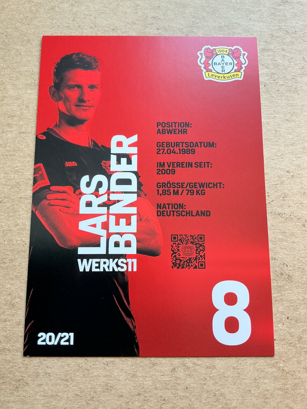Lars Bender, Germany 🇩🇪 Bayer 04 Leverkusen 2020/21 hand signed - Autographs-World