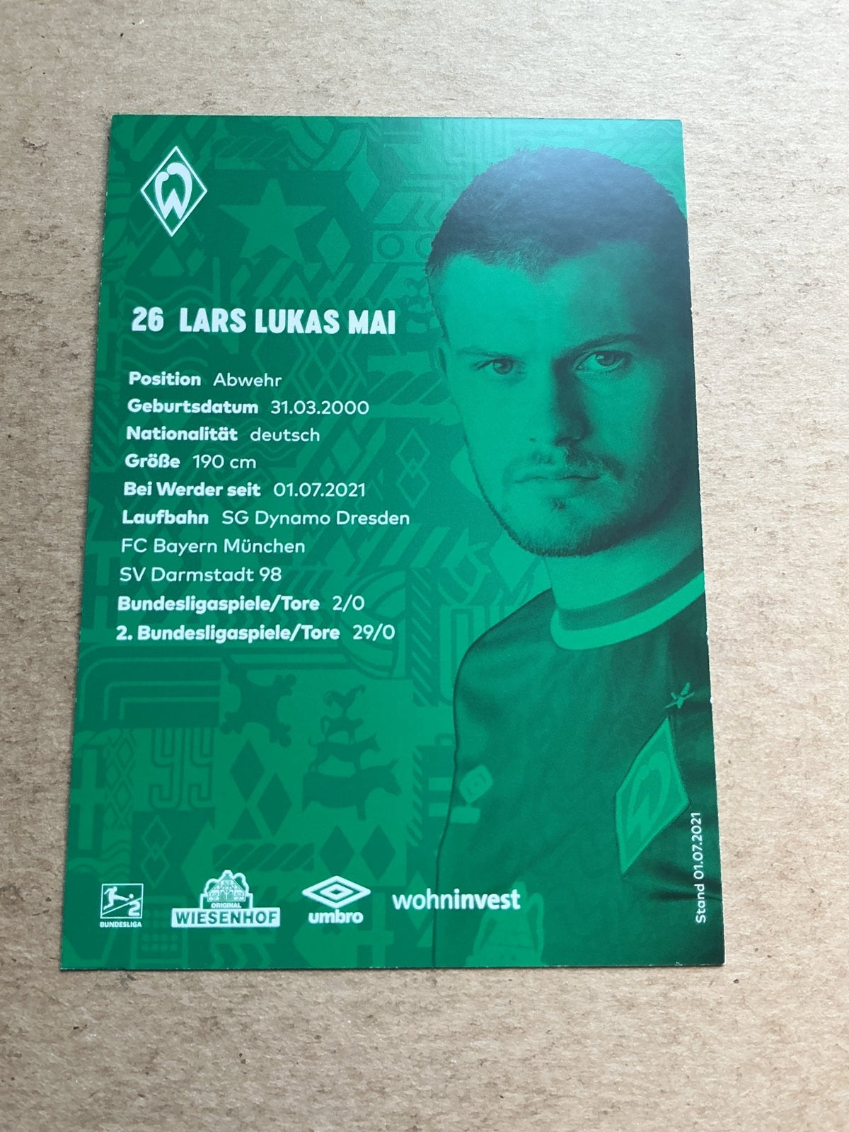Lars Lukas Mai, Germany 🇩🇪 SV Werder Bremen 2021/22 hand signed - Autographs-World