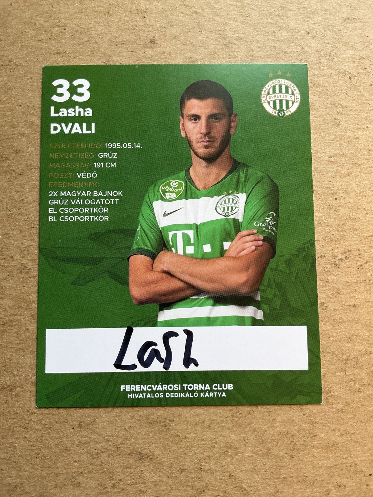 Lasha Dvali, Georgia 🇬🇪 Ferencváros 2020/21 hand signed - Autographs-World