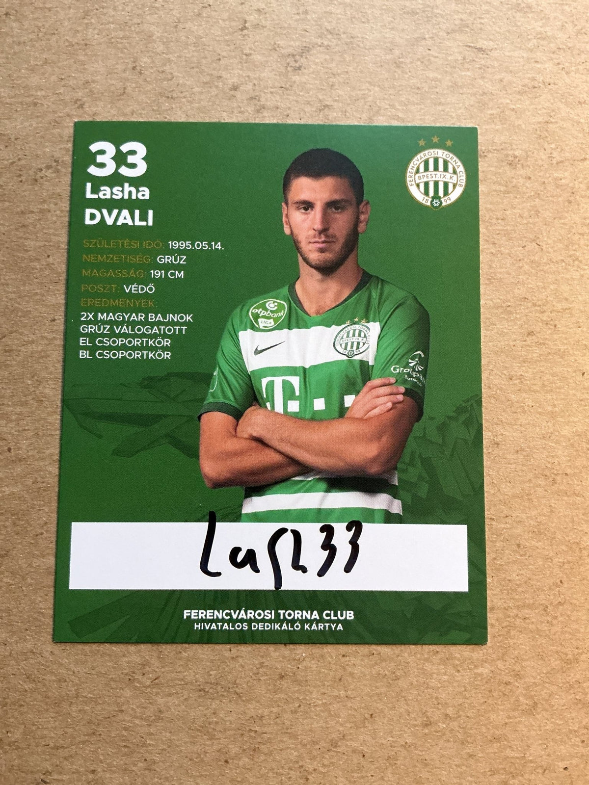 Lasha Dvali, Georgia 🇬🇪 Ferencvaros TC 2021/22 hand signed - Autographs-World