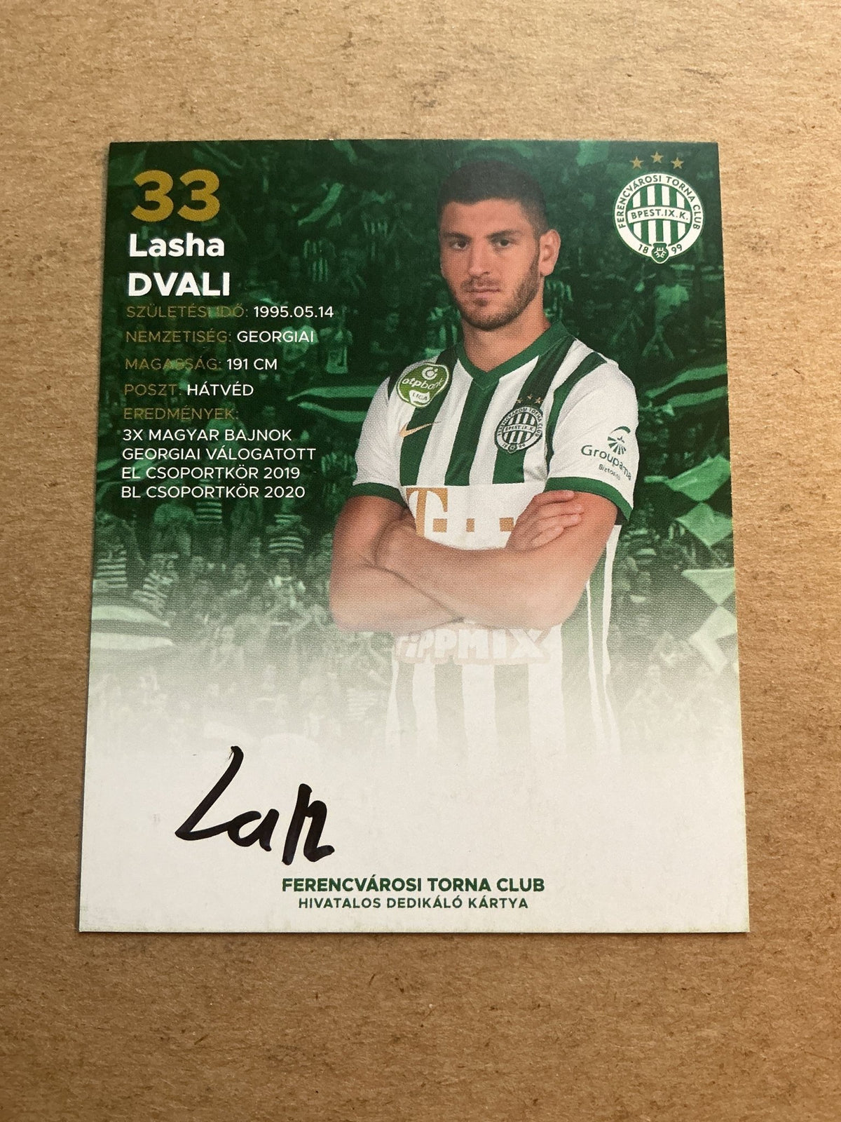 Lasha Dvali, Georgia 🇬🇪 Ferencvaros TC 2021/22 hand signed - Autographs-World