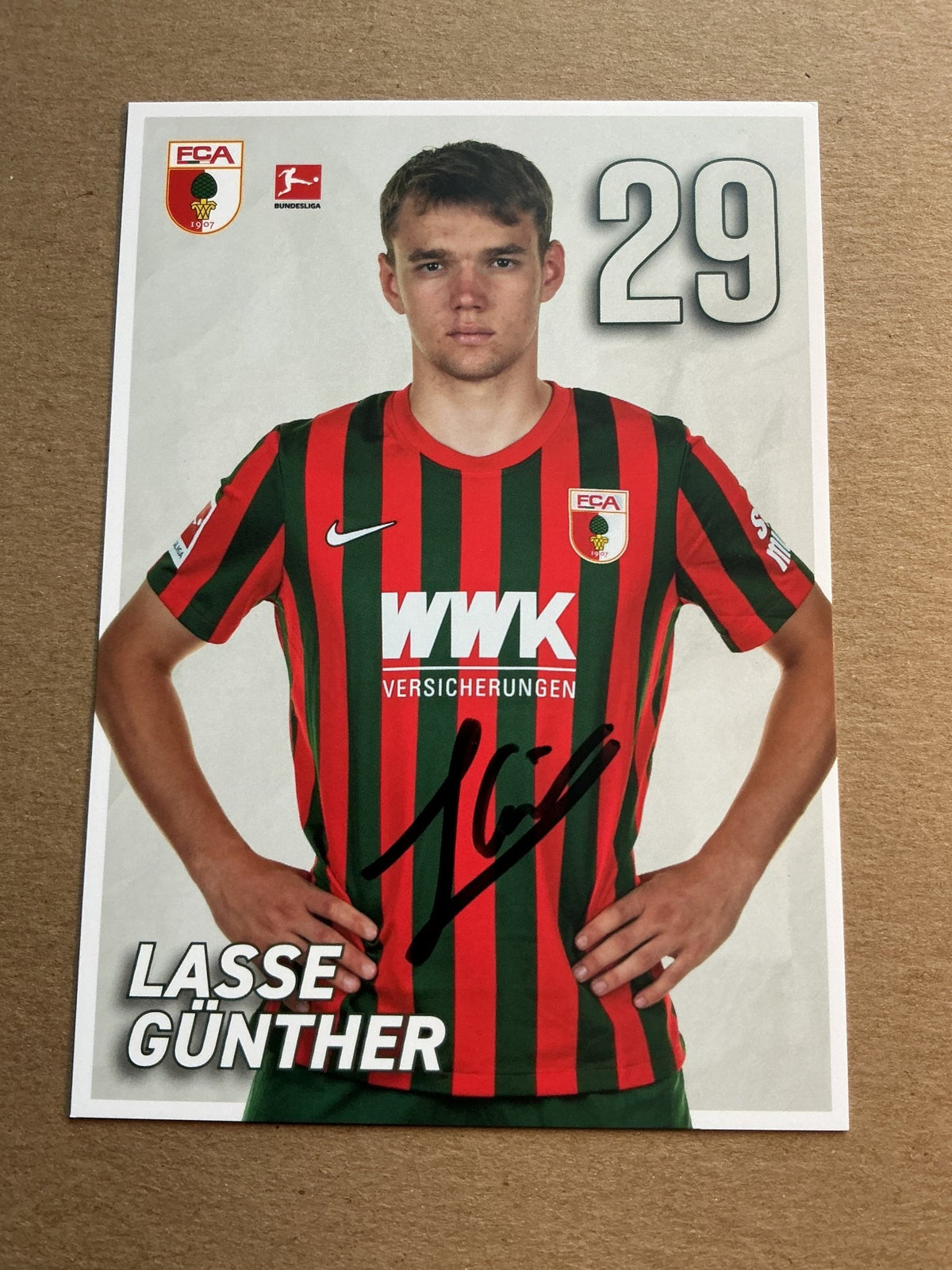Lasse Günther, Germany 🇩🇪 FC Augsburg 2021/22 hand signed - Autographs-World