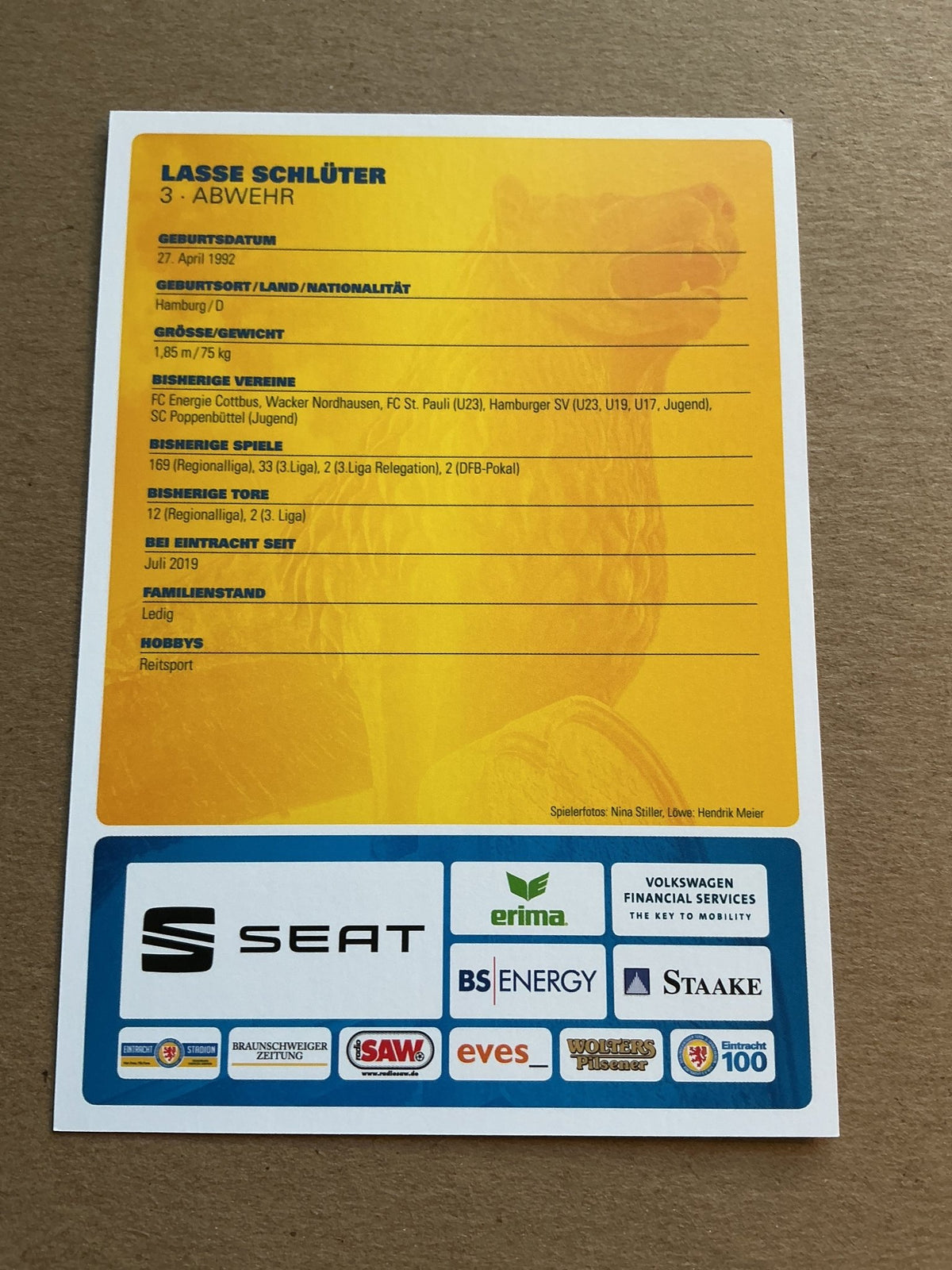 Lasse Schlüter, Germany 🇩🇪 Eintracht Braunschweig 2019/20 hand signed - Autographs-World