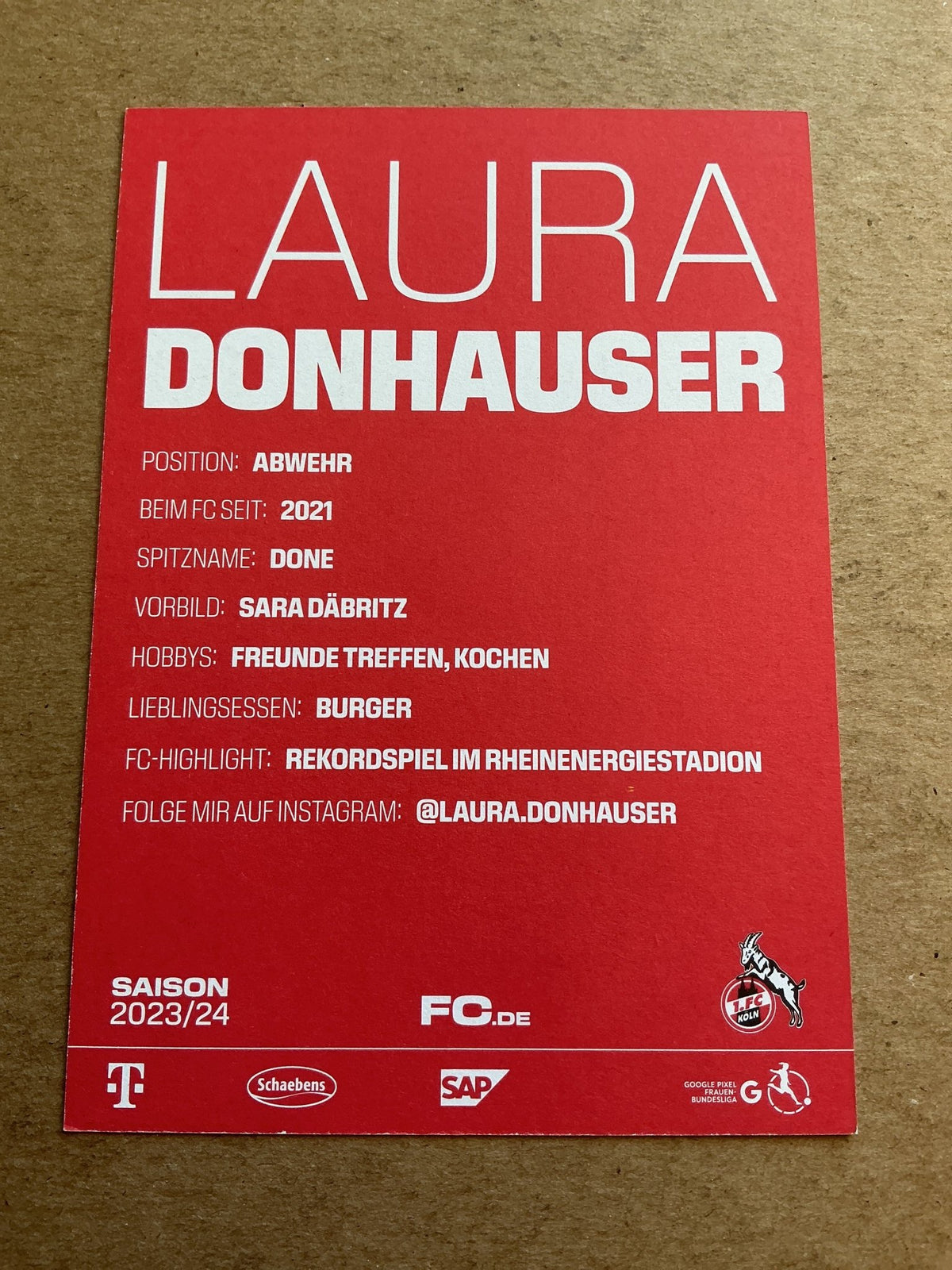 Laura Donhauser, Germany 🇩🇪 1.FC Köln 2023/24 hand signed - Autographs-World
