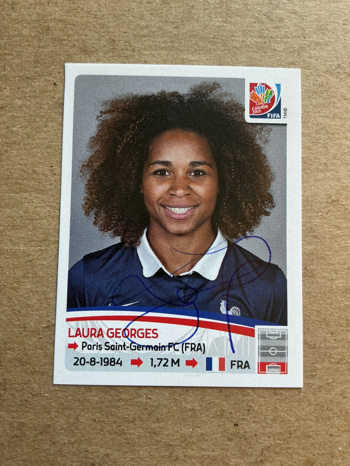 Laura Georges, France 🇫🇷 FIFA Women’s World Cup 2015 Panini hand signed - Autographs-World