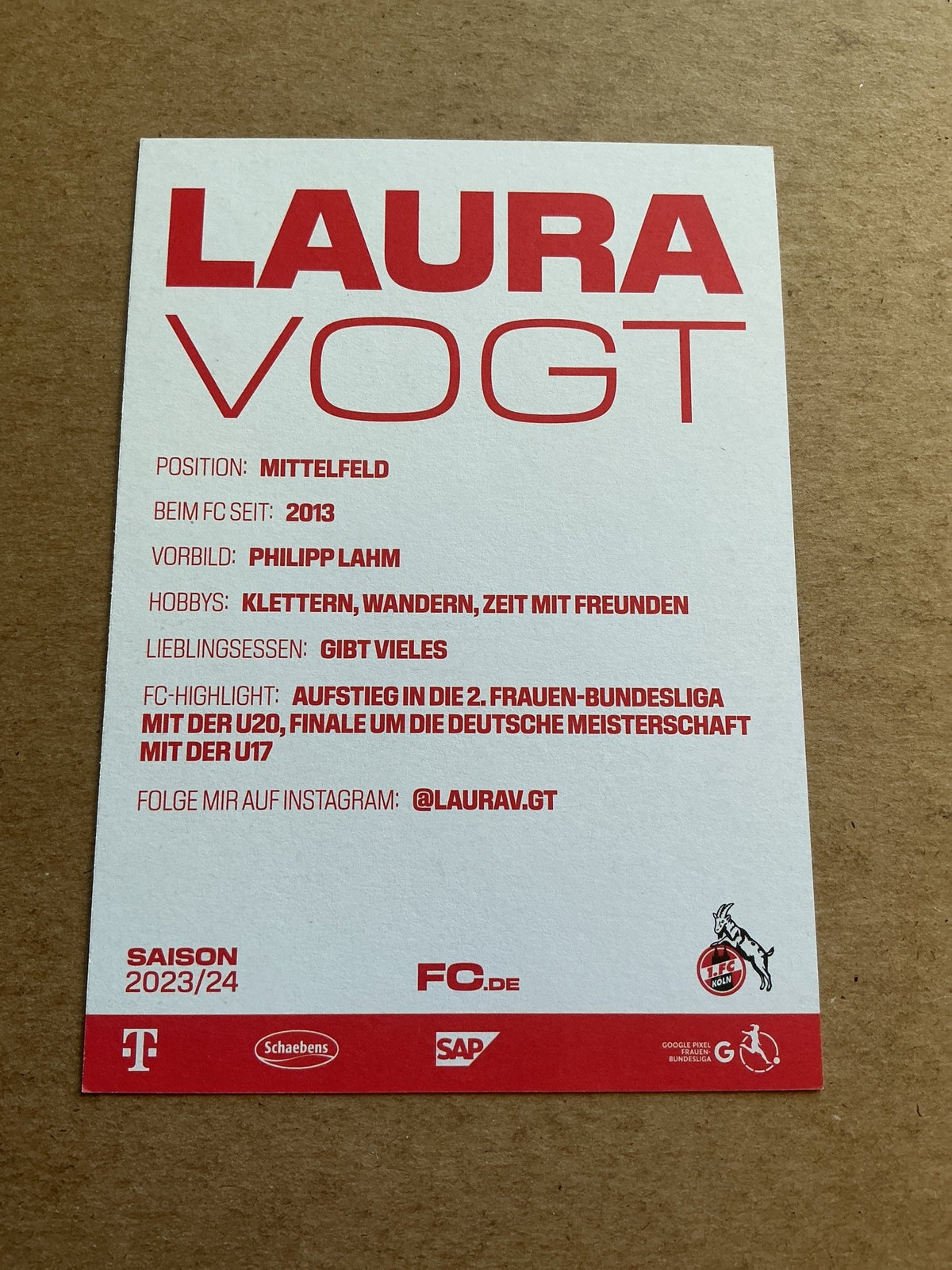 Laura Vogt, Germany 🇩🇪 1.FC Köln 2023/24 hand signed - Autographs-World