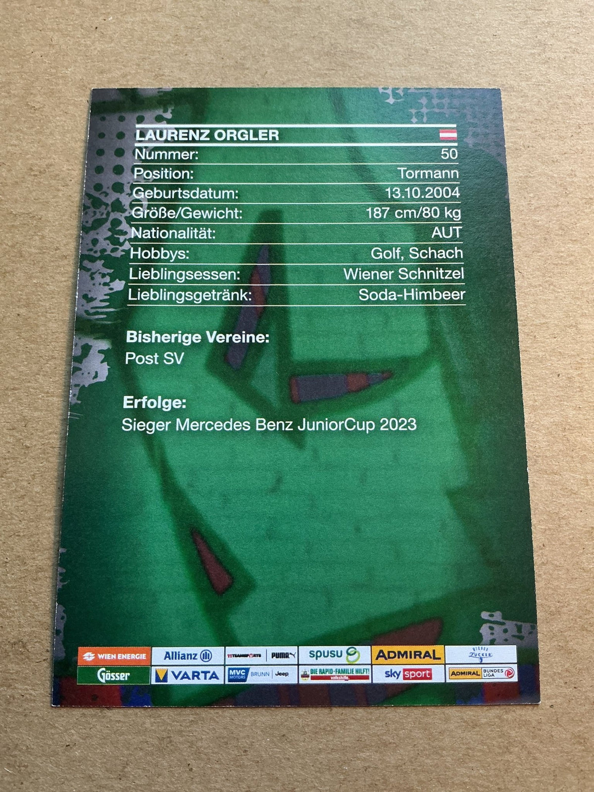 Laurenz Orgler, Austria 🇦🇹 SK Rapid Wien 2023/24 hand signed - Autographs-World