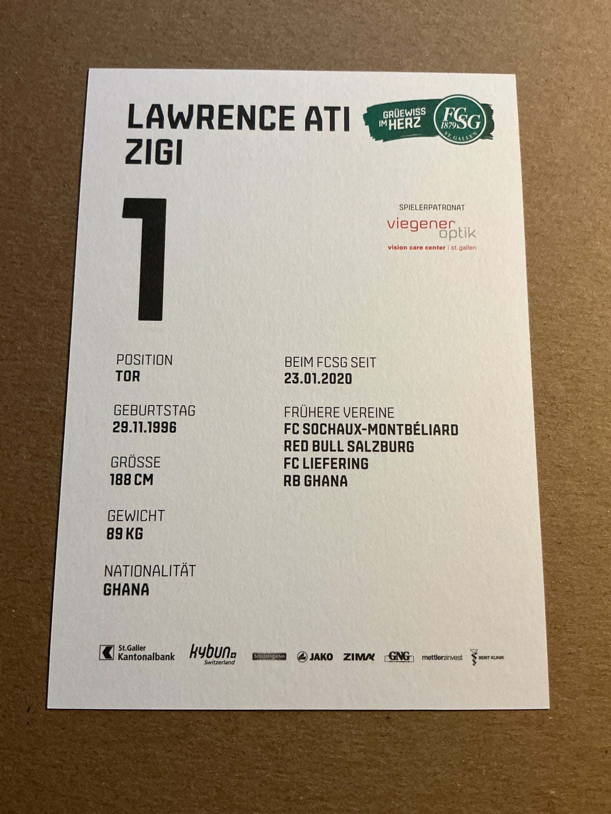 Lawrence Ati Zigi, Ghana 🇬🇭 FC St. Gallen 2021/22 hand signed - Autographs-World