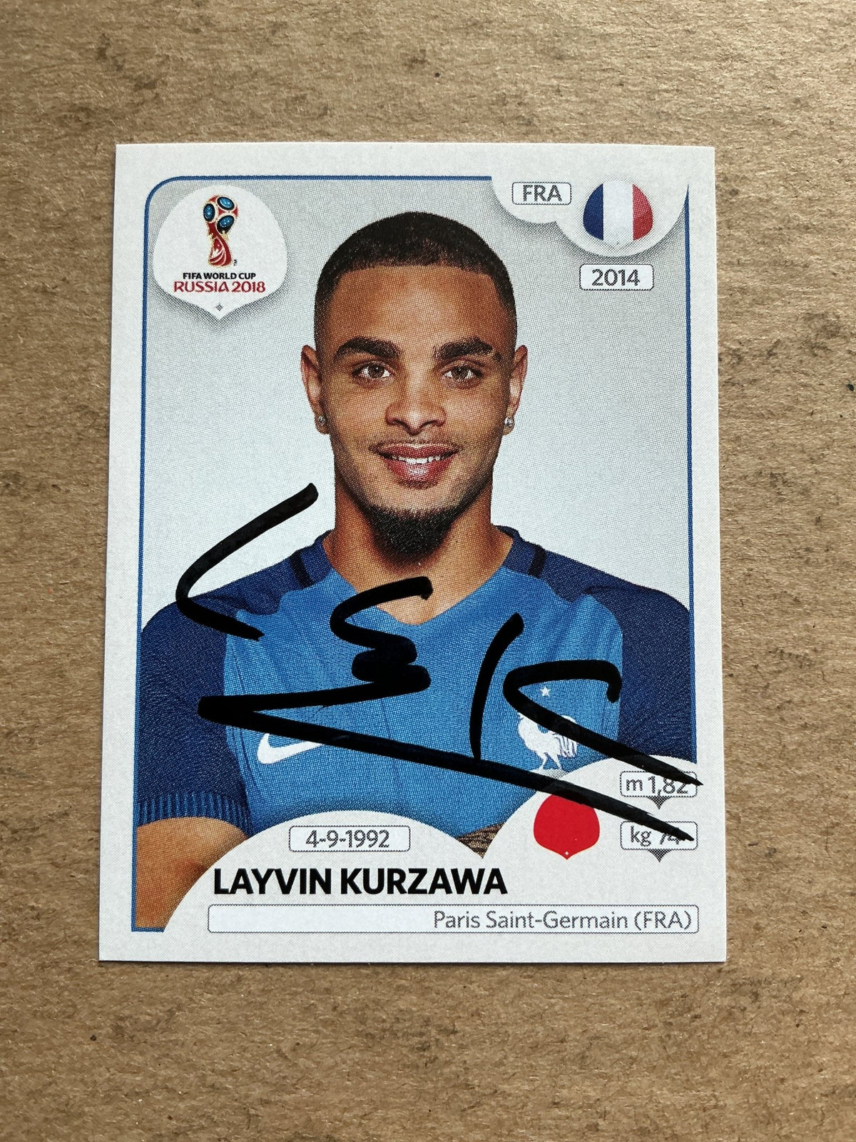 Layvin Kurzawa, France 🇫🇷 FIFA World Cup 2018 Panini hand signed - Autographs-World