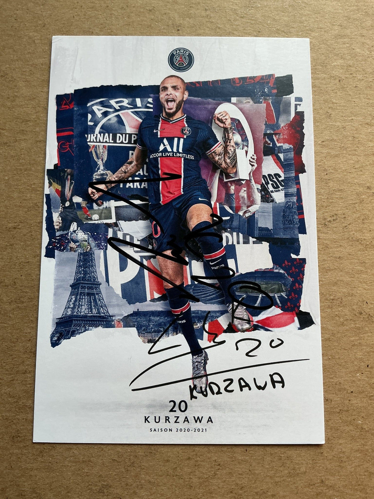 Layvin Kurzawa, France 🇫🇷 Paris Saint-Germain 2020/21 hand signed - Autographs-World