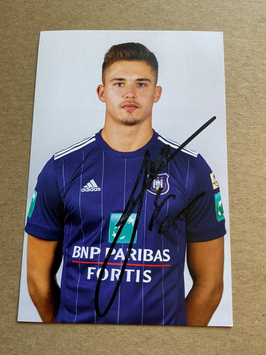 Leander Dendoncker, Belgium 🇧🇪 RSC Anderlecht 2018/19 hand signed - Autographs-World