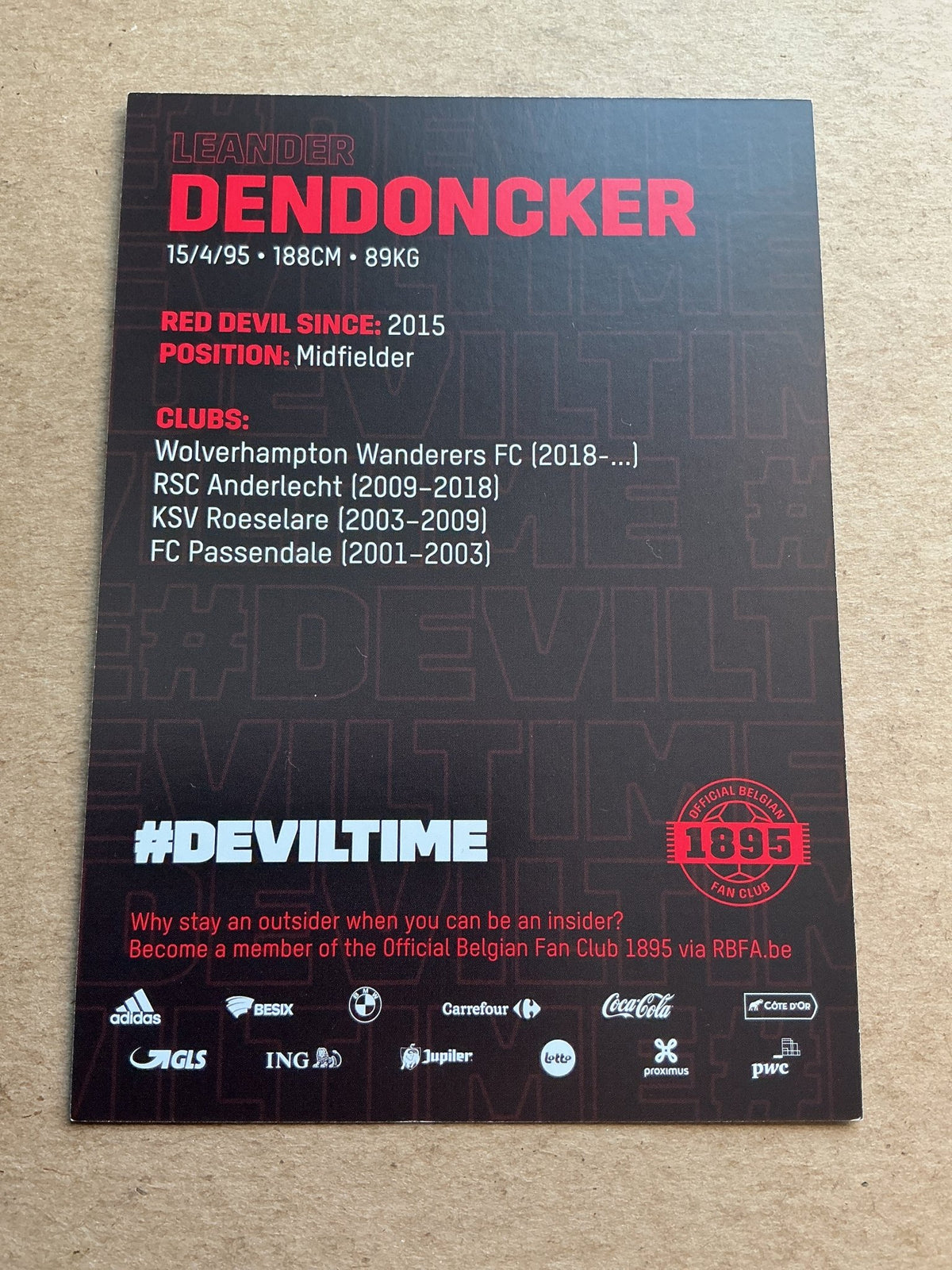 Leander Dendoncker, Belgium 🇧🇪 UEFA Euro Cup 2020 hand signed - Autographs-World