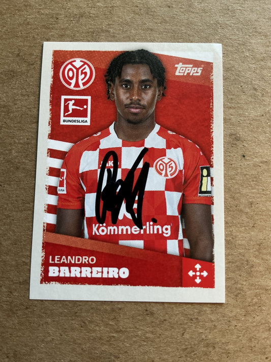 Leandro Barreiro, Luxemburg 🇱🇺 FSV Mainz 05 2023/24 Topps hand signed - Autographs-World