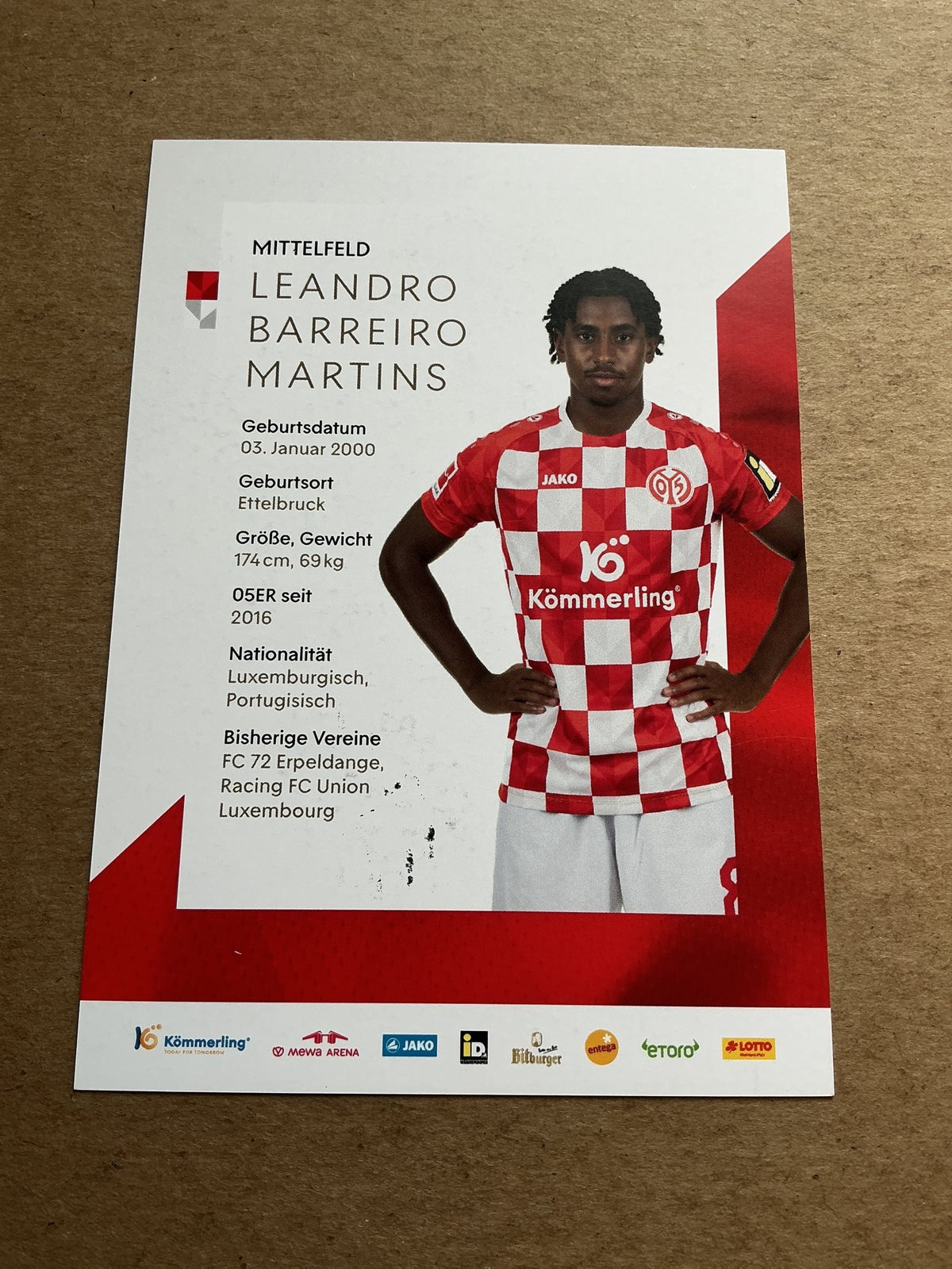 Leandro Barreiro Martins, Luxemburg 🇱🇺 FSV Mainz 05 2023/24 hand signed - Autographs-World