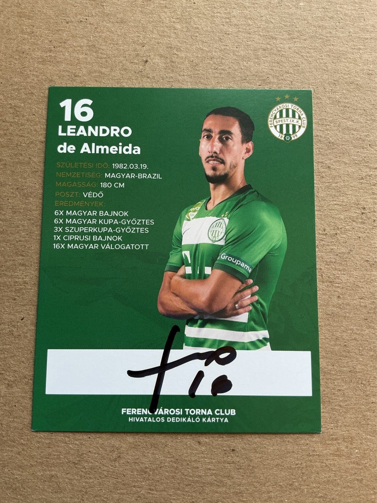 Leandro de Almeida, Brazil 🇧🇷 Ferencvaros 2019/20 hand signed - Autographs-World