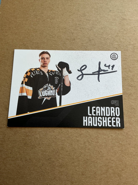 Leandro Hausheer, Switzerland 🇨🇭 HC Lugano 2024/25 hand signed - Autographs-World