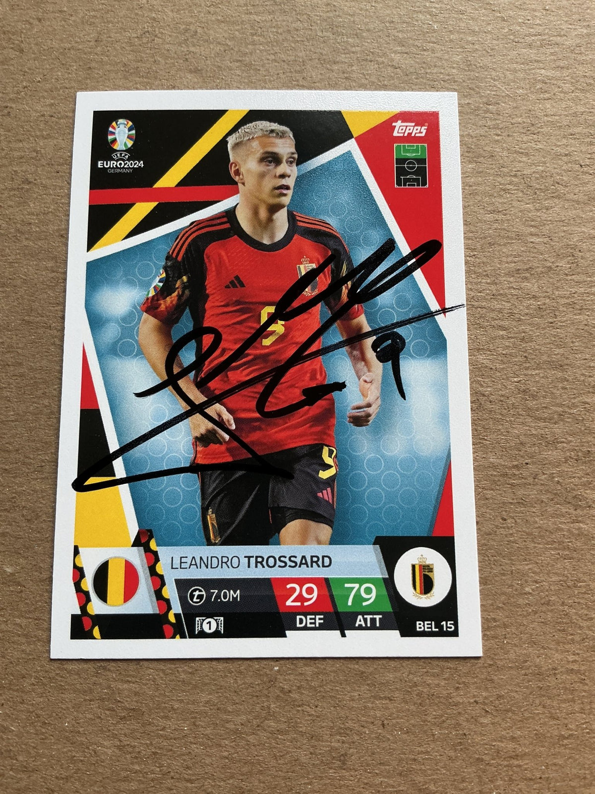 Leandro Trossard, Belgium 🇧🇪 UEFA Euro 2024 Topps hand signed - Autographs-World
