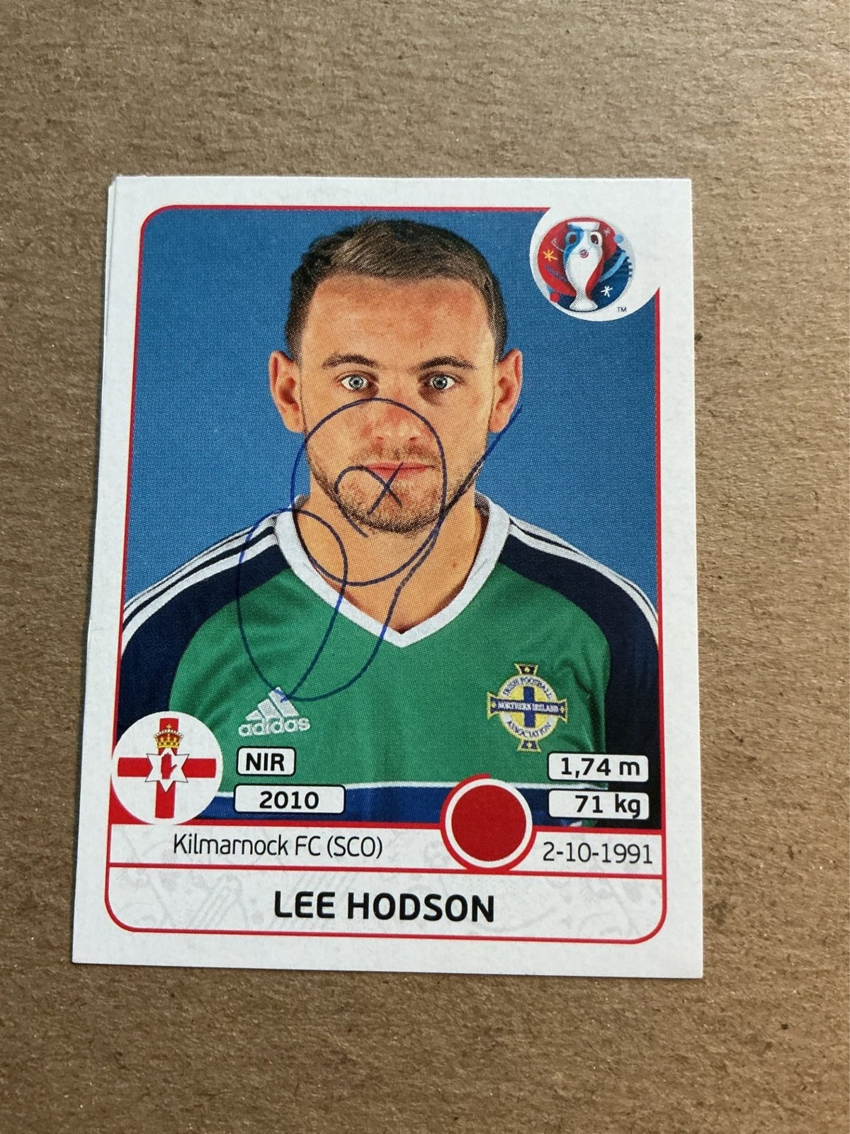 Lee Hodson, Northern Ireland, UEFA Euro 2016 Panini hand signed - Autographs-World