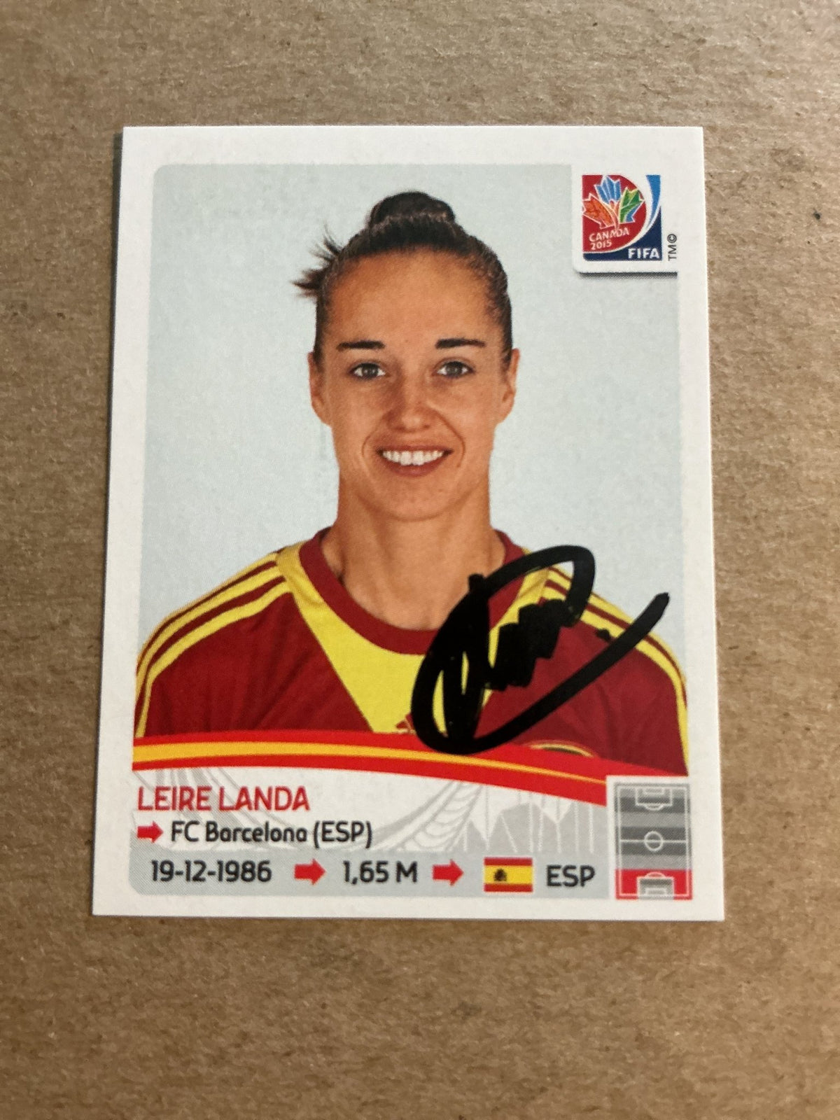 Leire Landa, Spain 🇪🇸 FIFA Women’s World Cup 2015 Panini hand signed - Autographs-World