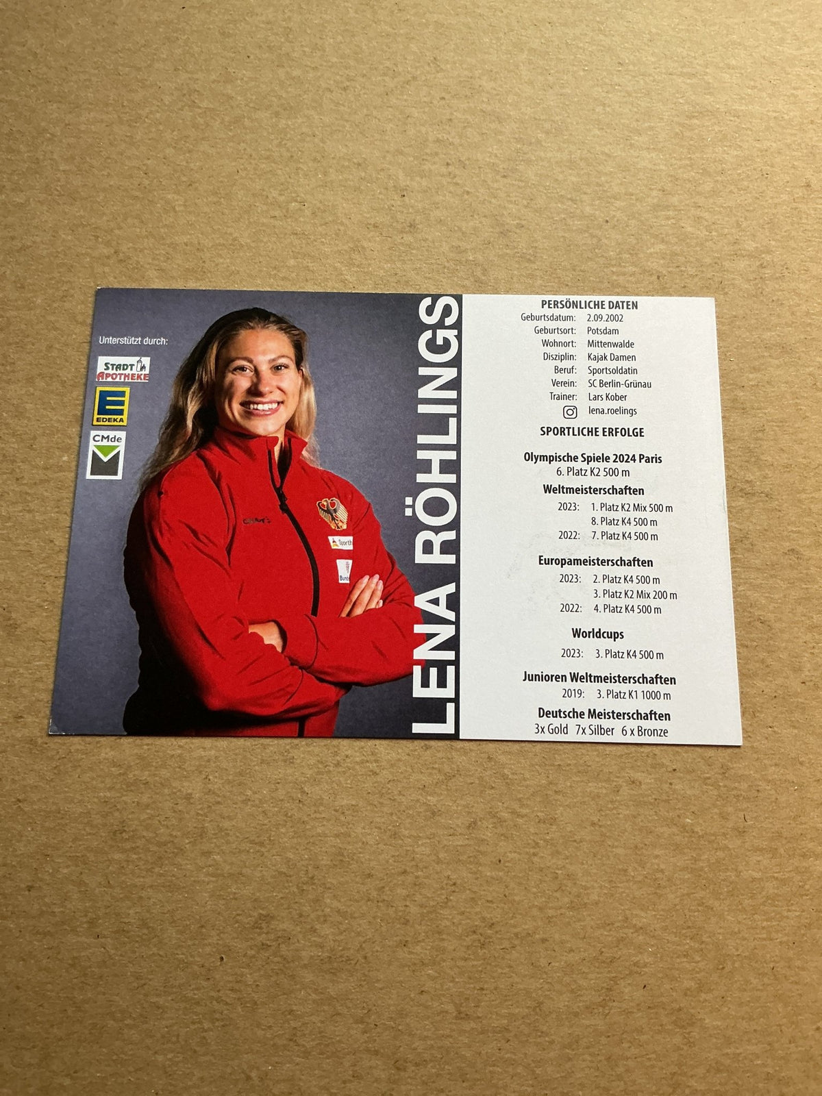 Lena Röhlings, Germany 🇩🇪 Canoeing Summer Olympics 2024 hand signed - Autographs-World