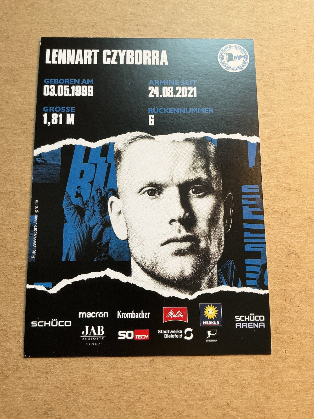 Lennart Czyborra, Germany 🇩🇪 Arminia Bielefeld 2021/22 hand signed - Autographs-World