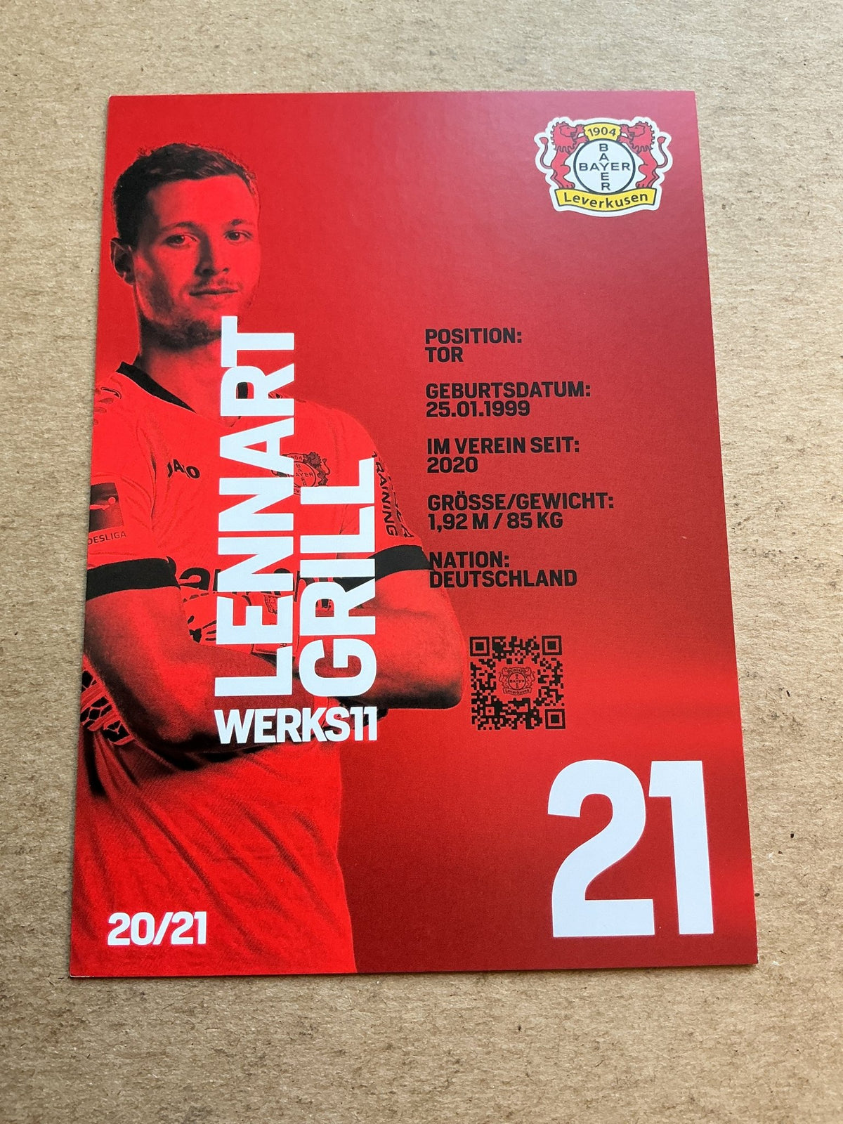 Lennart Grill, Germany 🇩🇪 Bayer 04 Leverkusen 2020/21 hand signed - Autographs-World