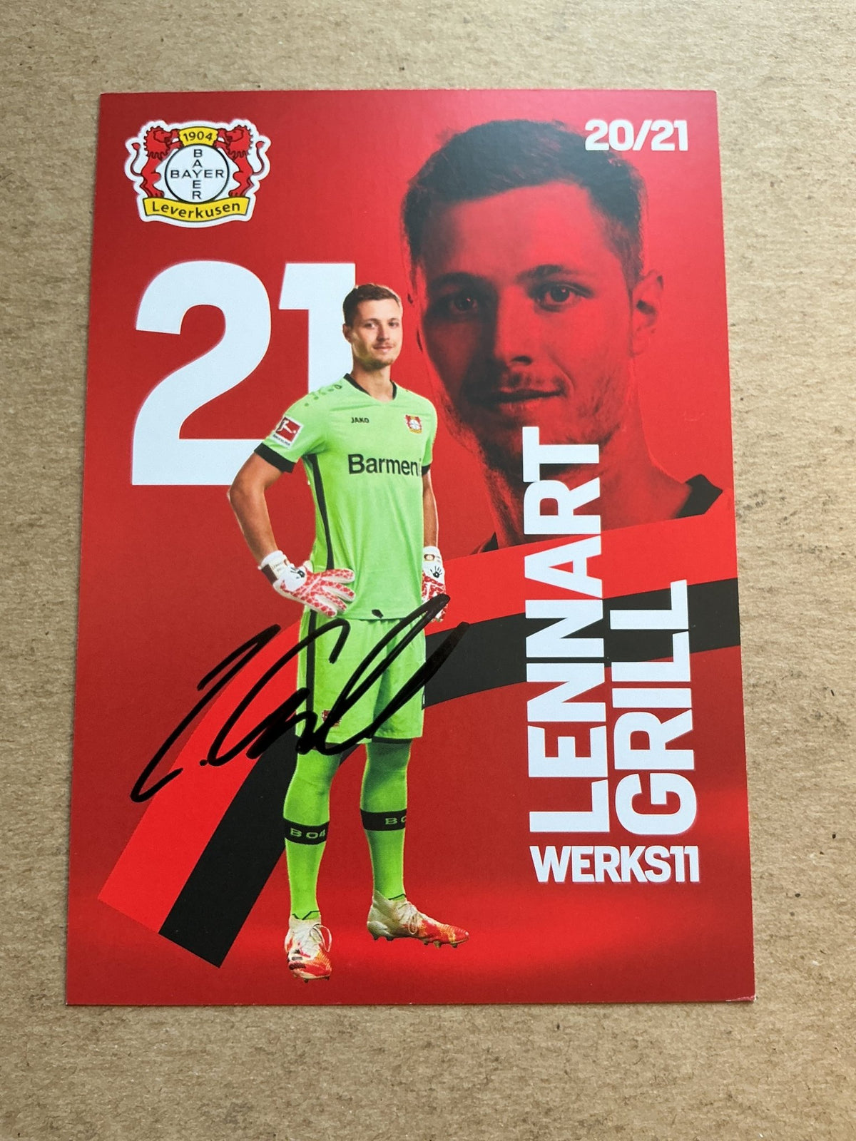 Lennart Grill, Germany 🇩🇪 Bayer 04 Leverkusen 2020/21 hand signed - Autographs-World