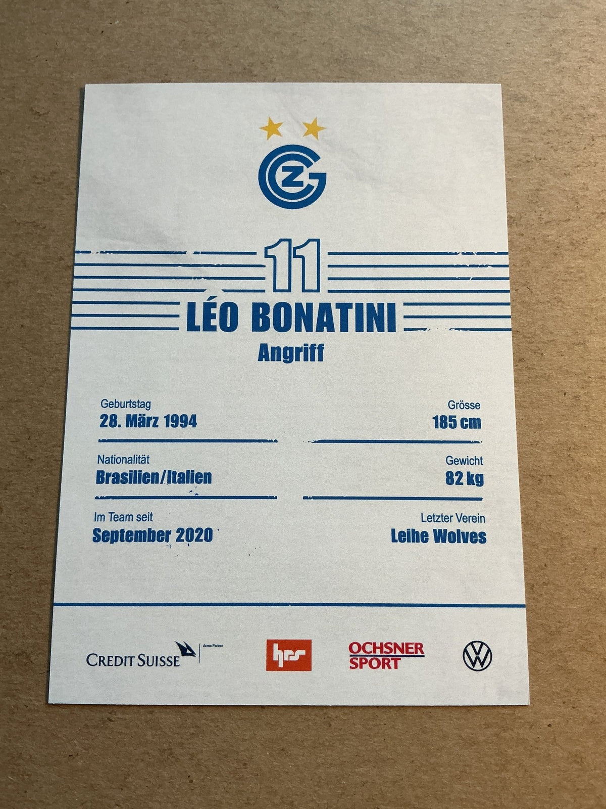 Léo Bonatini, Brazil 🇧🇷 Grasshopper Club Zürich 2021/22 hand signed - Autographs-World