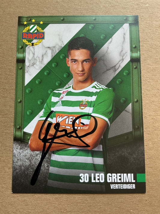 Leo Greiml, Austria 🇦🇹 Rapid Wien 2019/20 hand signed - Autographs-World