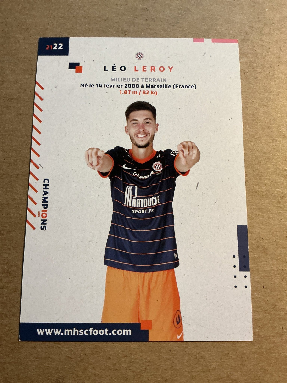 Léo Leroy, France 🇫🇷 Montpellier HSC 2021/22 hand signed - Autographs-World