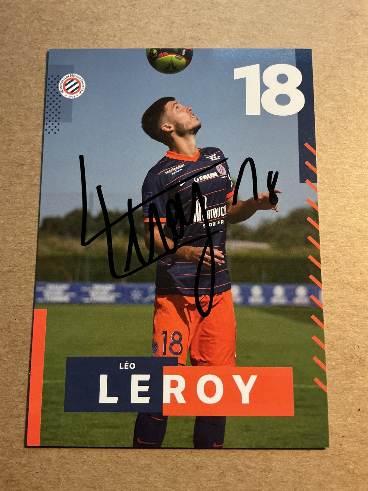 Léo Leroy, France 🇫🇷 Montpellier HSC 2021/22 hand signed - Autographs-World