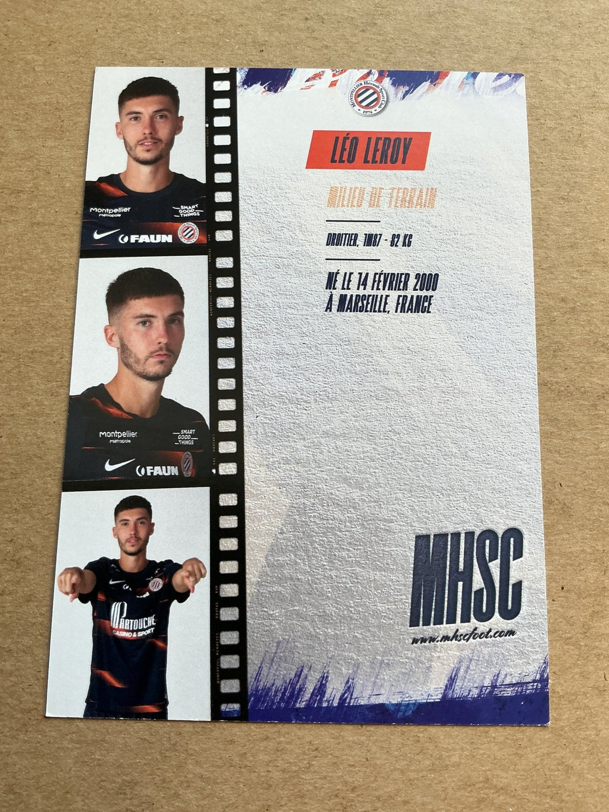 Léo Leroy, France 🇫🇷 Montpellier HSC 2022/23 hand signed - Autographs-World