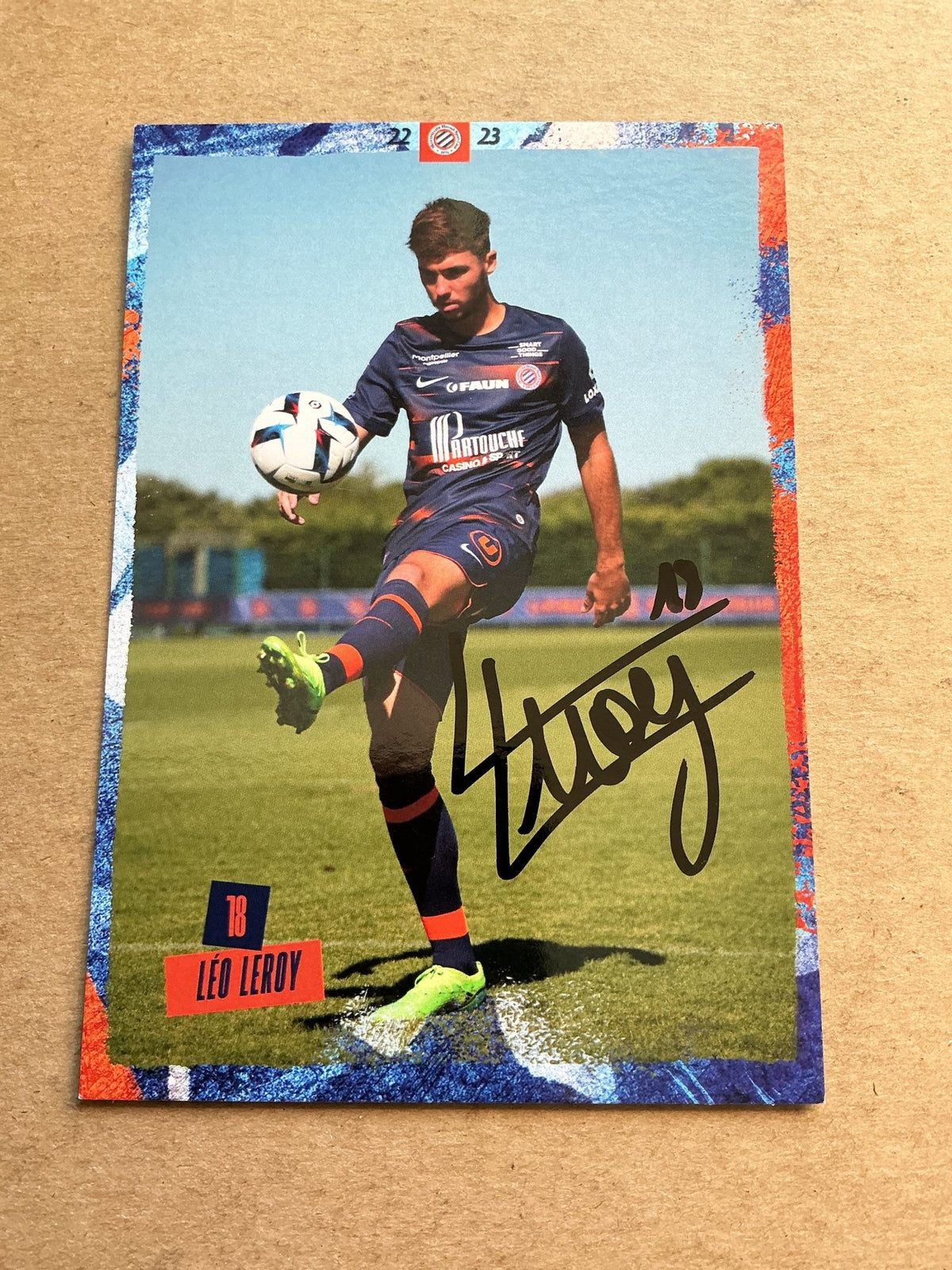 Léo Leroy, France 🇫🇷 Montpellier HSC 2022/23 hand signed - Autographs-World