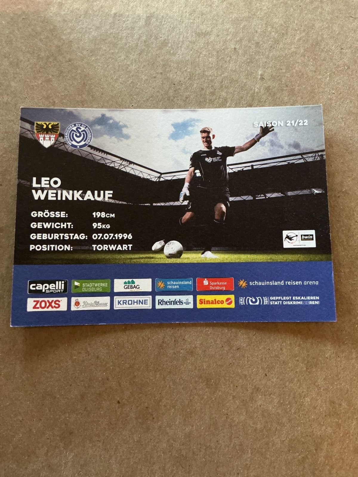 Leo Weinkauf, Germany 🇩🇪 MSV Duisburg 2021/22 hand signed - Autographs-World