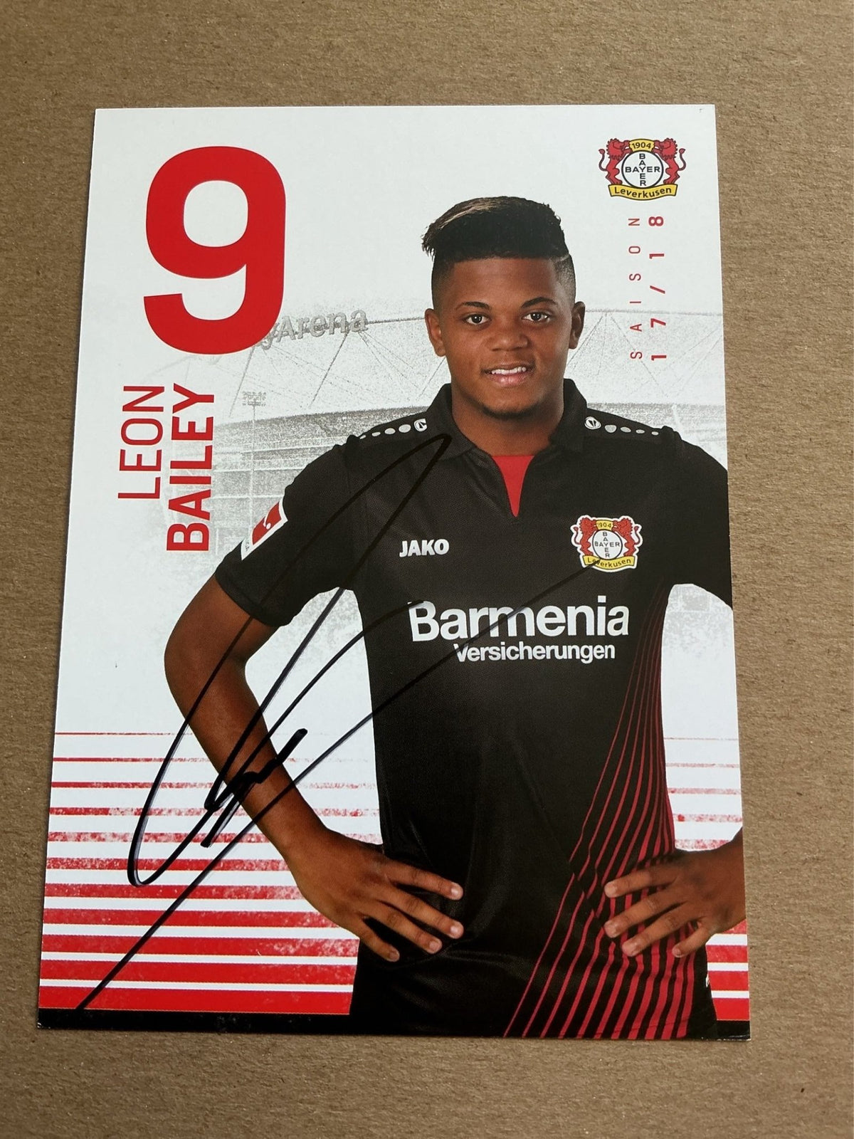 Leon Bailey, Jamaica 🇯🇲 Bayer 04 Leverkusen 2017/18 hand signed - Autographs-World