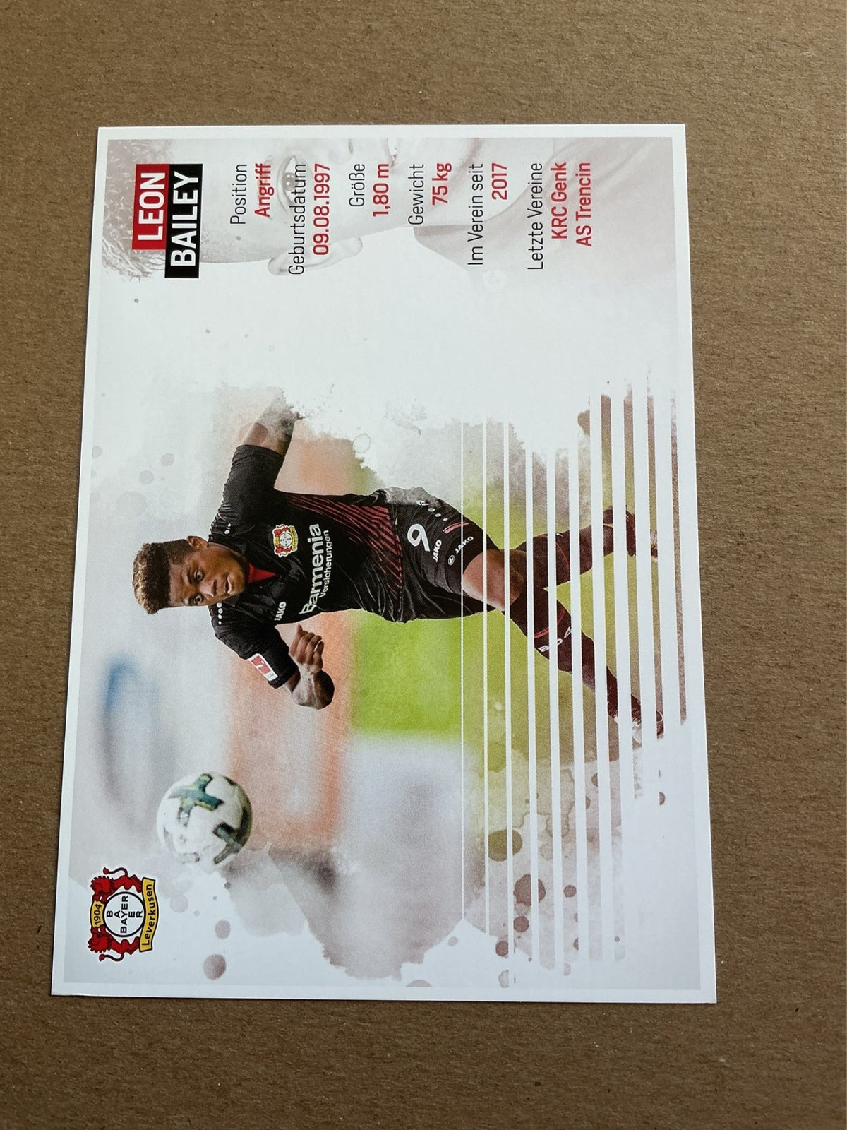 Leon Bailey, Jamaica 🇯🇲 Bayer 04 Leverkusen 2017/18 hand signed - Autographs-World