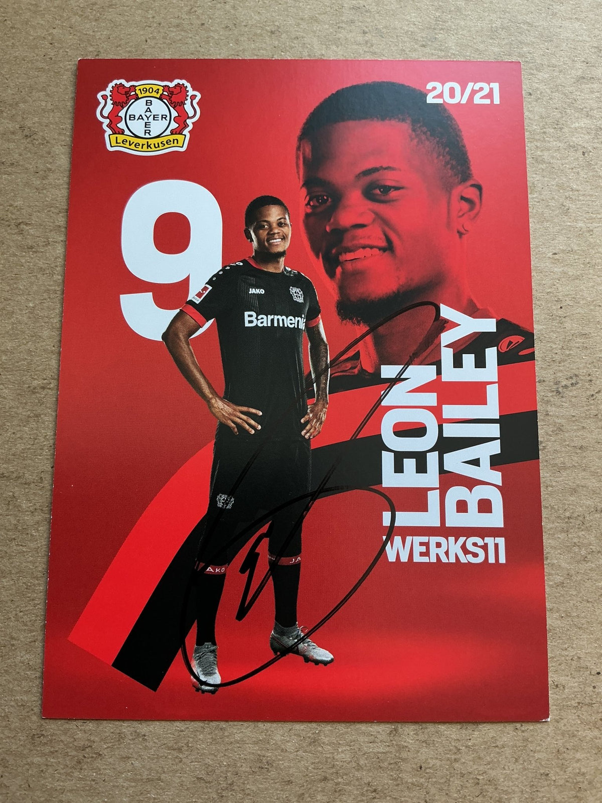 Leon Bailey, Jamaica 🇯🇲 Bayer 04 Leverkusen 2020/21 hand signed - Autographs-World