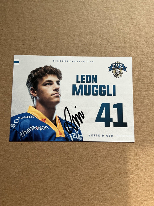 Leon Muggli, Switzerland 🇨🇭 EV Zug 2024/25 hand signed - Autographs-World