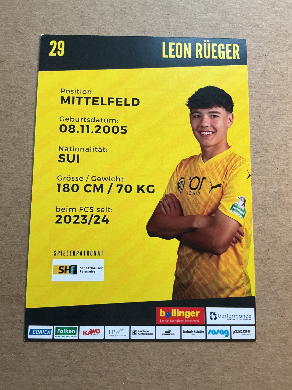 Leon Rüeger, Switzerland 🇨🇭 FC Schaffhausen 2023/24 hand signed - Autographs-World