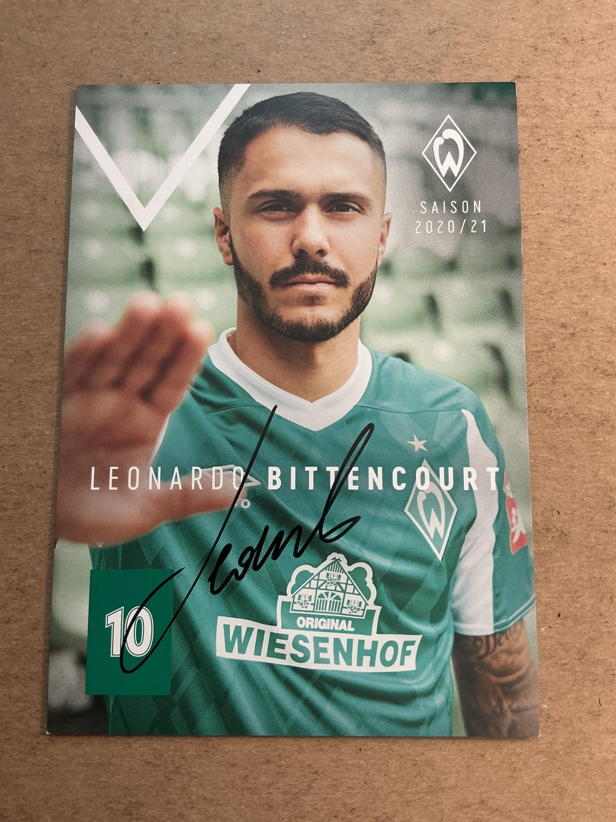 Leonardo Bittencourt, Germany 🇩🇪 SV Werder Bremen 2020/21 hand signed - Autographs-World