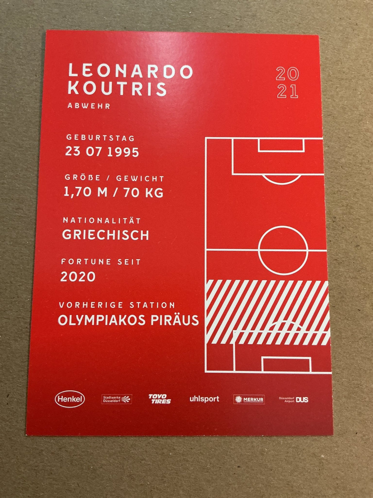Leonardo Koutris, Greece 🇬🇷 Fortuna Düsseldorf 2020/21 hand signed - Autographs-World