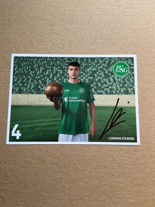Leonidas Stergiou, Switzerland 🇨🇭 FC St. Gallen 2019/20 hand signed - Autographs-World