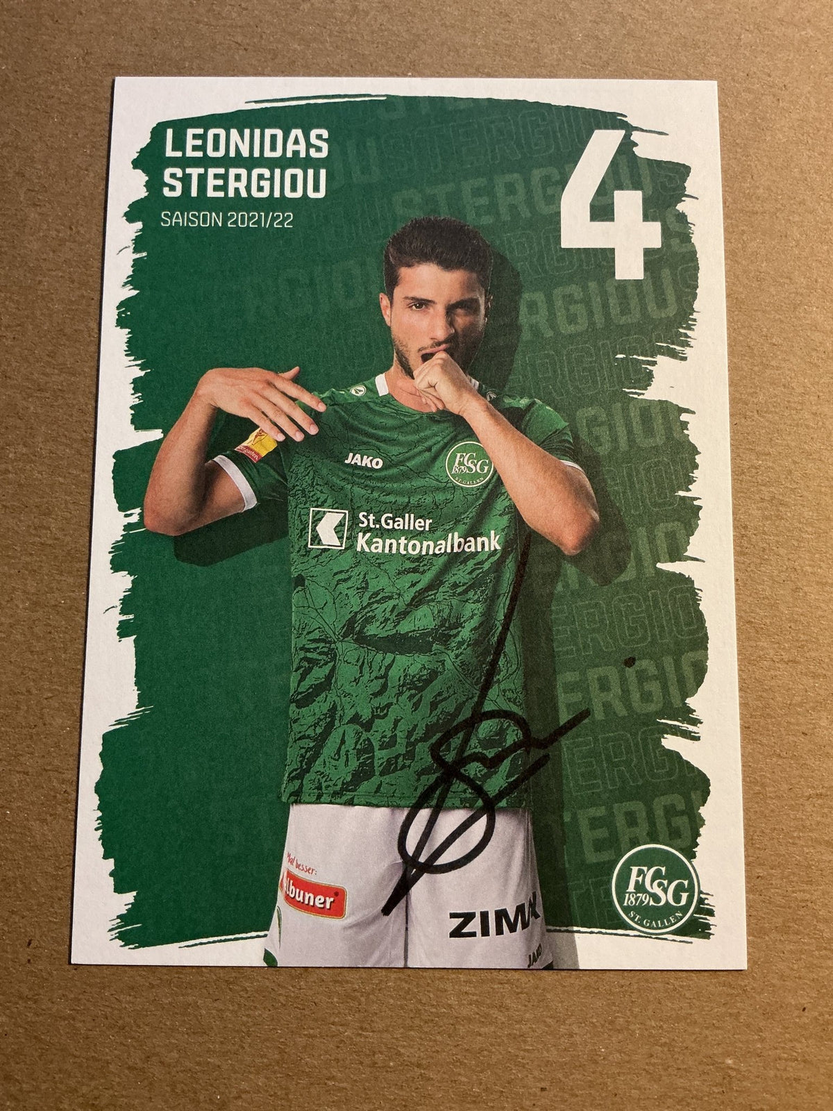 Leonidas Stergiou, Switzerland 🇨🇭 FC St. Gallen 2021/22 hand signed - Autographs-World
