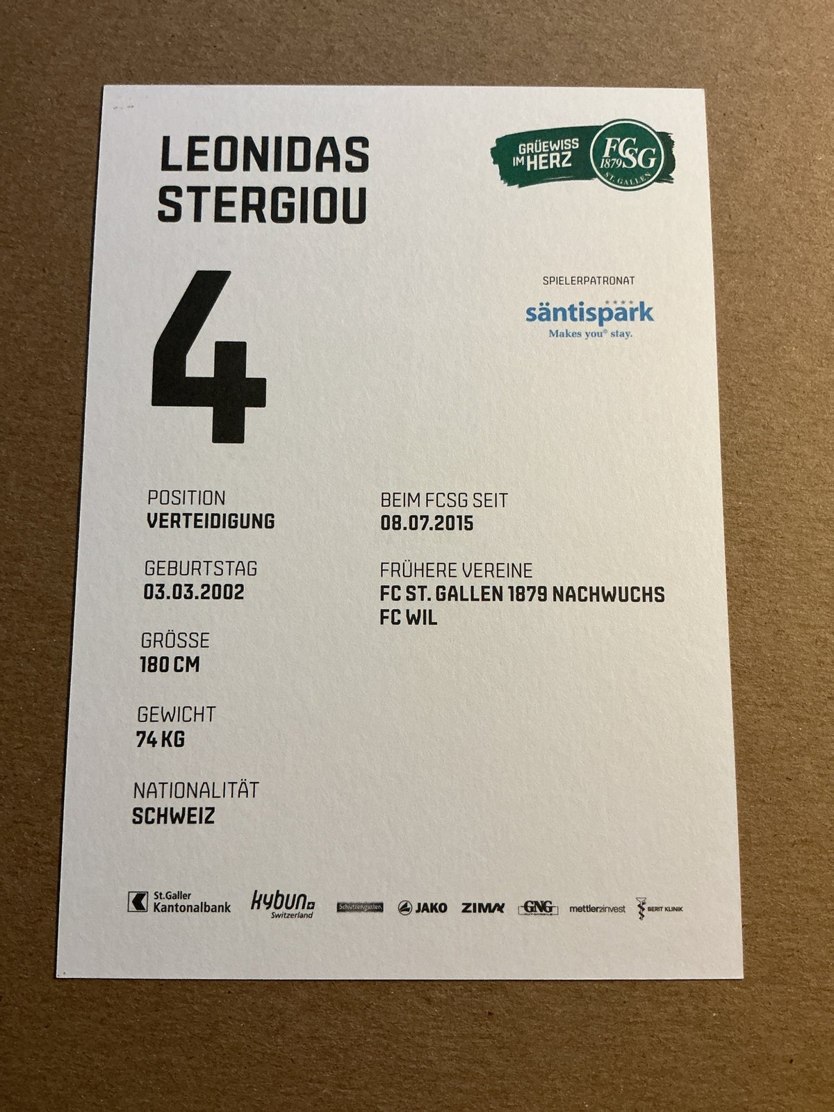 Leonidas Stergiou, Switzerland 🇨🇭 FC St. Gallen 2021/22 hand signed - Autographs-World