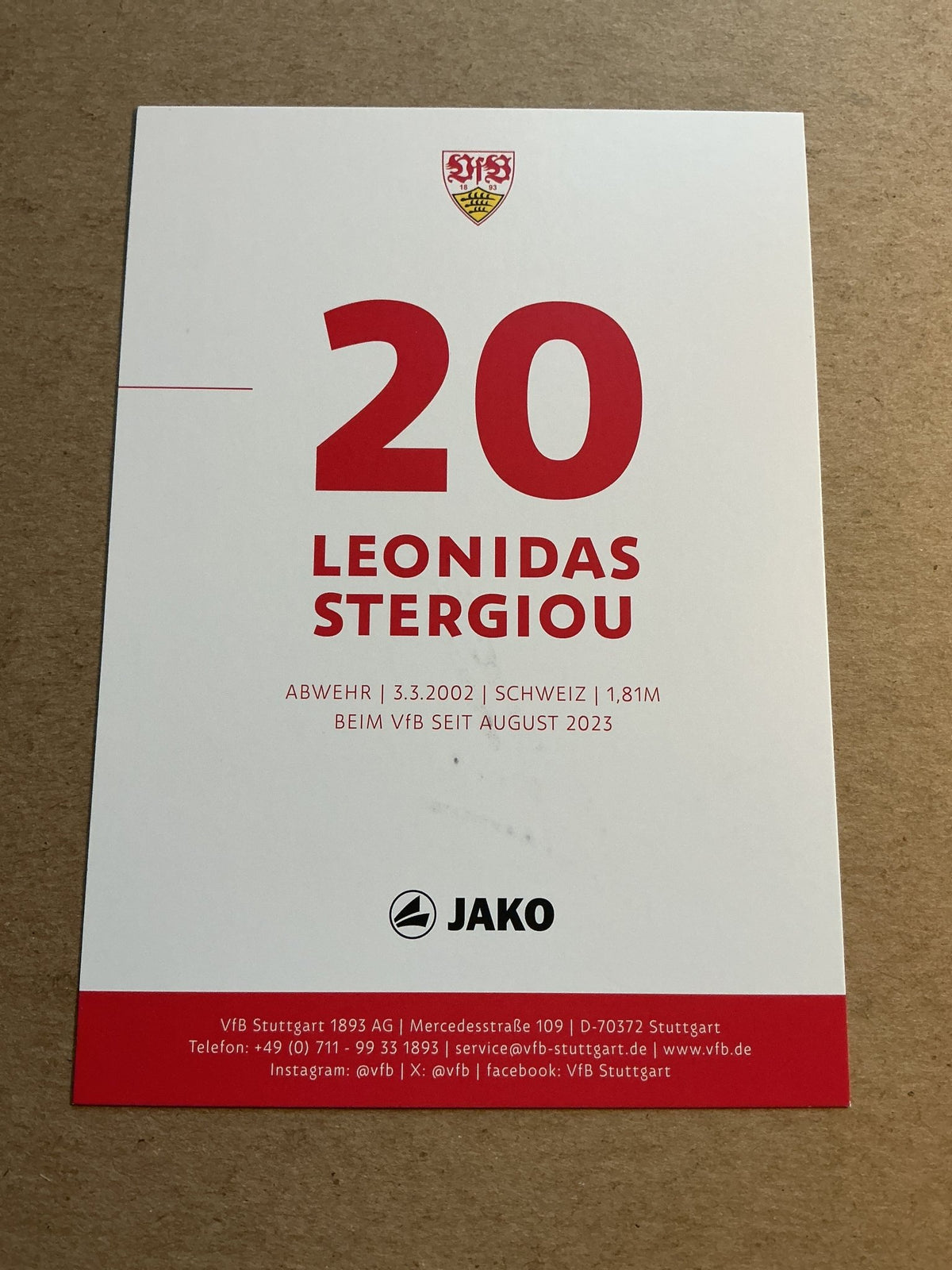 Leonidas Stergiou, Switzerland 🇨🇭 VfB Stuttgart 2023/24 hand signed - Autographs-World