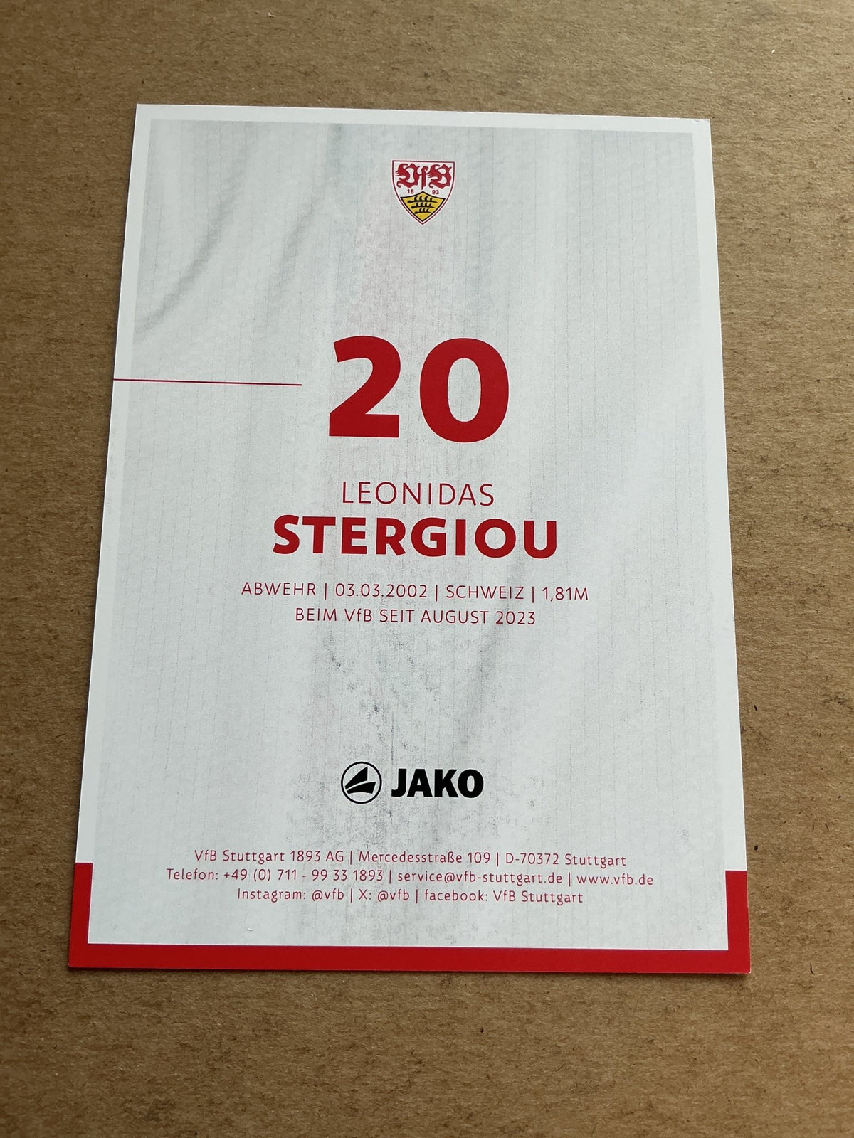 Leonidas Stergiou, Switzerland 🇨🇭 VfB Stuttgart 2024/25 hand signed - Autographs-World