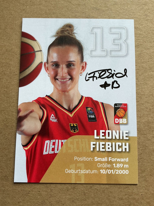 Leonie Fiebich, Germany 🇩🇪 Basketball Summer Olympics 2024 hand signed - Autographs-World